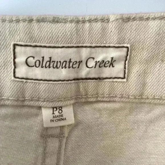 COLDWATER CREEK Pants Beige with Embroidered Blue Painted Florals Size 8 P - Picture 6 of 12